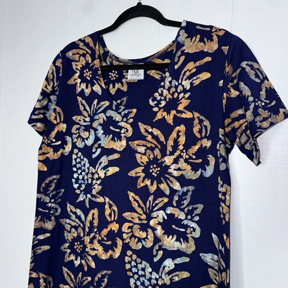 Rum Reggae Women’s Floral Maxi Dress Cotton Blue Side Splits Size Medium - Picture 3 of 5